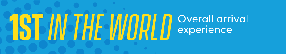 CGPS Infographic Text on an image that says "1st in the world overall arrival experience."