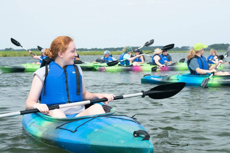 Student enjoys kayaking during TIDE Camp