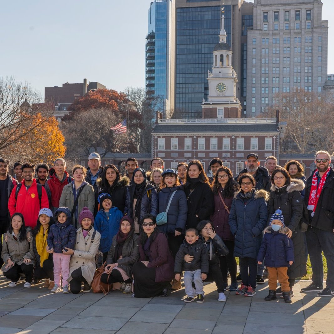 A photo of a group of students and scholars in Philadelphia