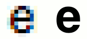 Letter e in bitmap and vector formats