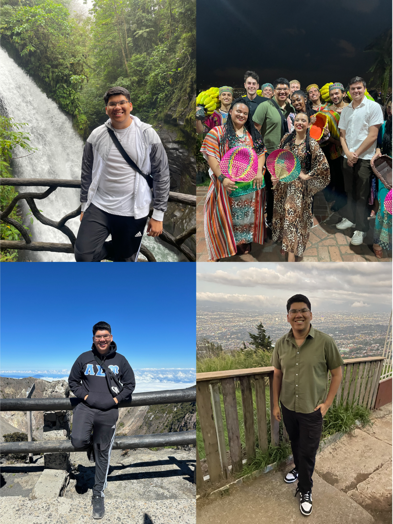 collage of student in different places in Costa Rica