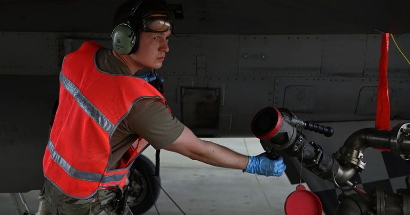 Thor Freeman working in the Air Force.