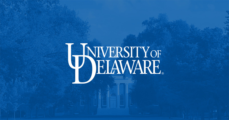 University of Delaware logo with campus building in the background