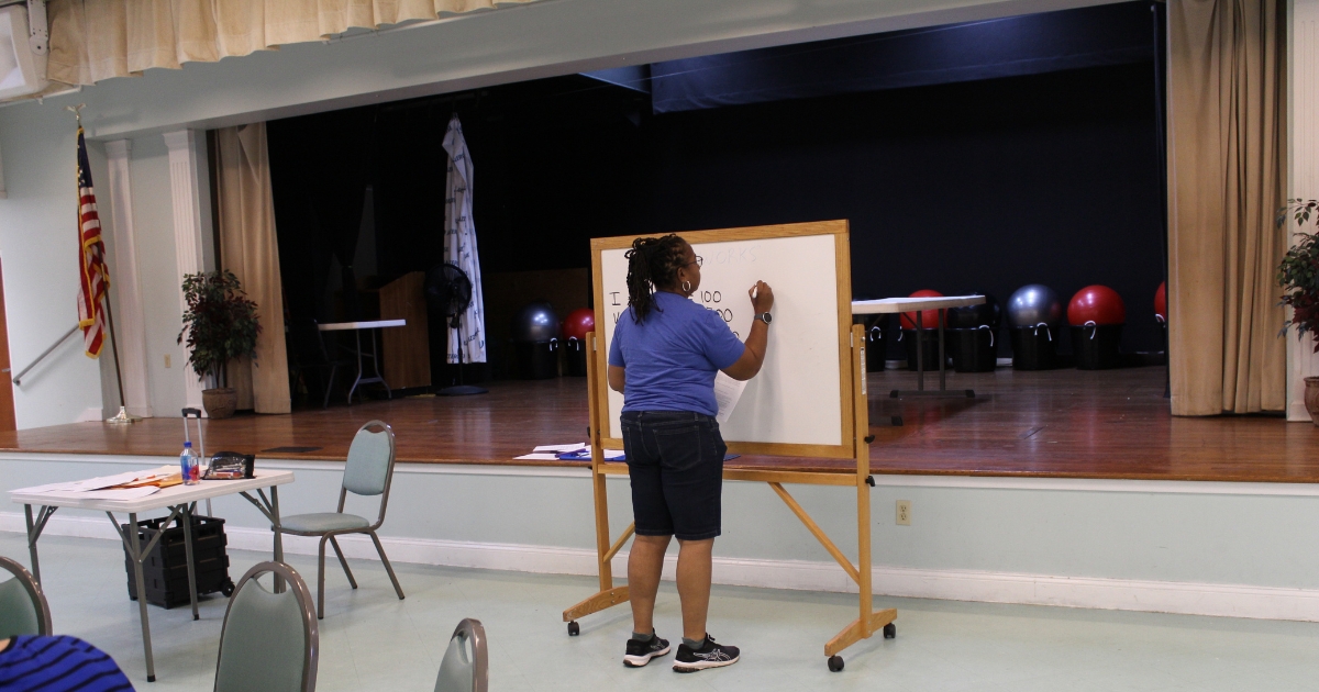 The leader writing on the white board