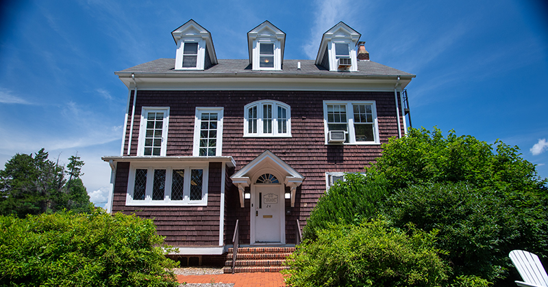 Historic brown house on 24 Kent Way in Newark, Delaware. Location of Department of Philosophy at the University of Delaware.