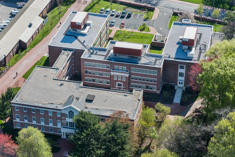 An aerial photo of Alison Hall West