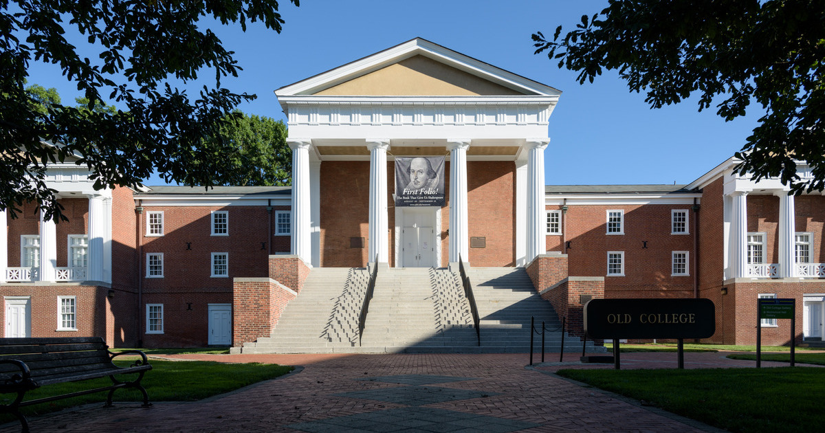 An exterior photo of Old College Hall