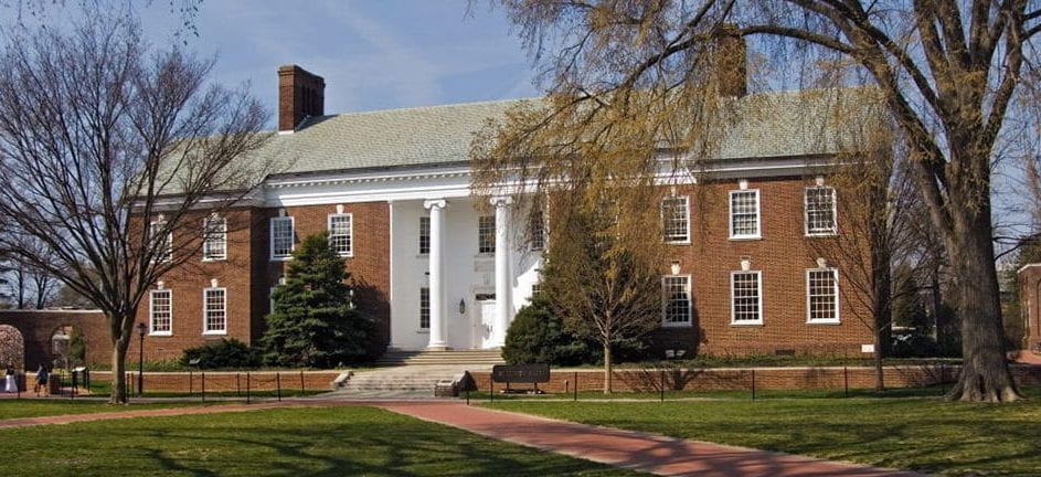 An exterior photo of Hullihen Hall