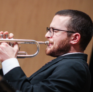 Nick Pietuszka playing the trumpet