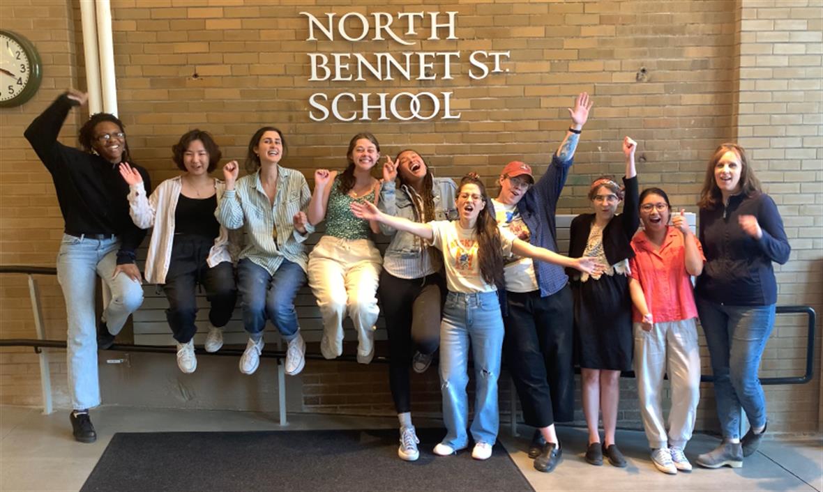 Students taking group photo on first day of class