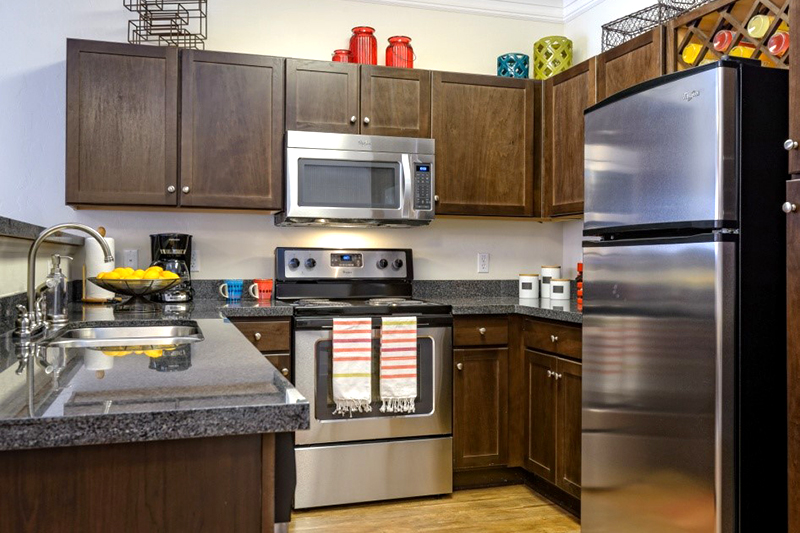 Kitchen inside an apartment