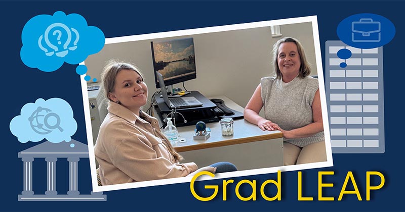 Ukrainian master’s student Daria Batalova (left) and Lorrie Burke Jackson, an assistant director in UD’s Enrollment Services Office.