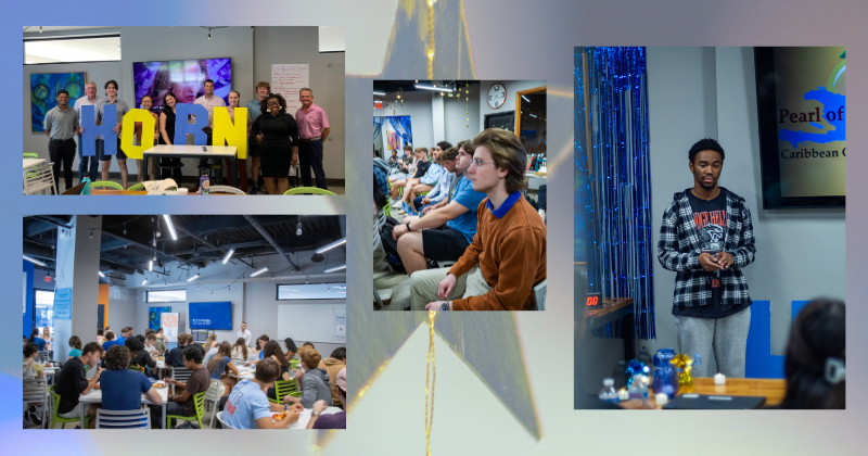 A collage of photos of past entrepreneursip activities like pitch party