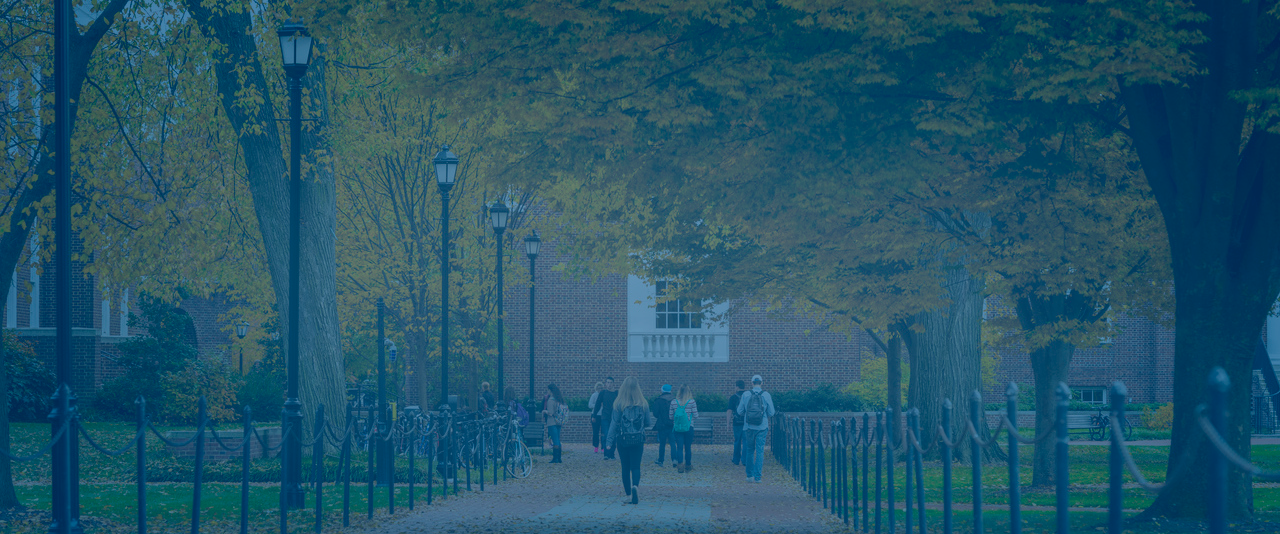 Students walking along a campus sidewalk