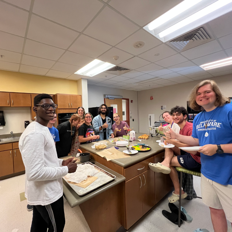 Students in the Redding kitchen making dumplings