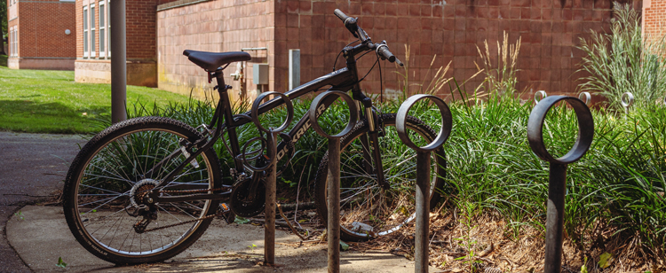 bike racks outside of Ray Street residence hall