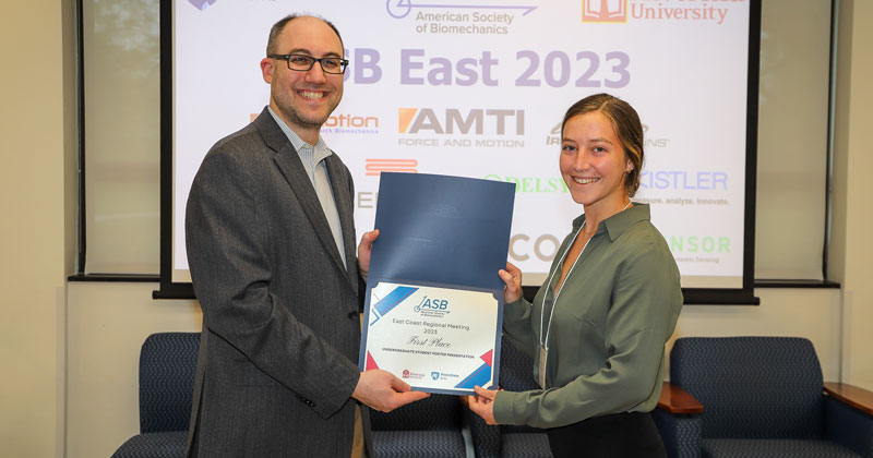 Jenna Mlecko honored at American Society of Biomechanics East Coast Regional Conference