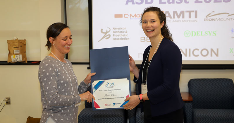 Rebecca Daniels honored at American Society of Biomechanics East Coast Regional Conference