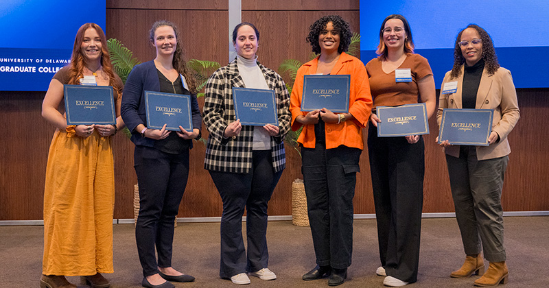 Fall 2024 Spark! Symposium speakers (left to right): Ophelia Christoph, Rebecca Daniels, Jessica Rubira Gamba, Alexandra Wynn, Filipa Ribeiro and Alexis Ambroise.