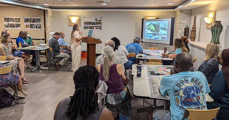 Sakhi Phang presented plans for the new Rodney Reservoir public park to a group of West Side community members and University of Delaware faculty and staff in August. 