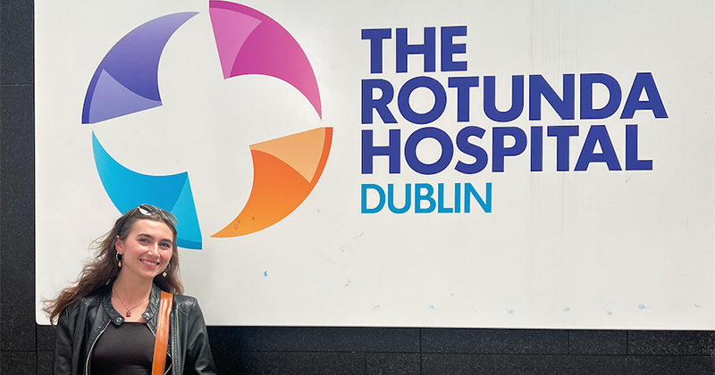 Senior medical diagnostics-pre-PA major Gabriela Taveroni’s independent study abroad included four days in Dublin, where she visited Rotunda Hospital, the city’s main maternity hospital. 