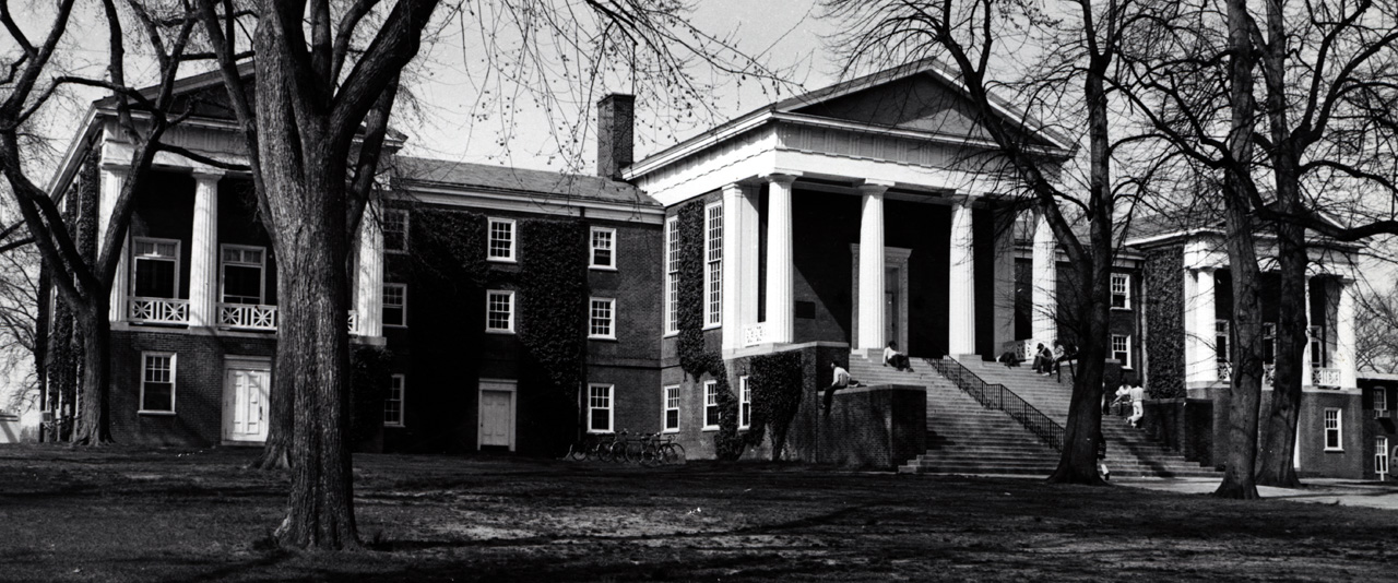 Old College in 1960, when the entryway was still lined with Linden trees more than a century old.