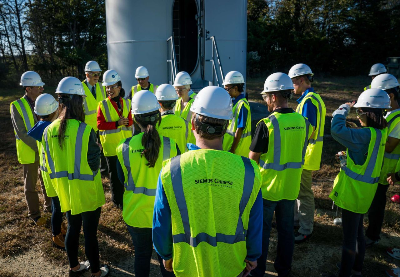 Class with DE Rep. Lisa Blunt Rochester at wind turbine