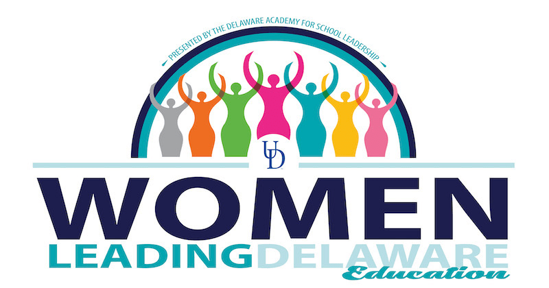 This image is a graphic displaying the name of this conference, the Women Leading Delaware Education Conference.