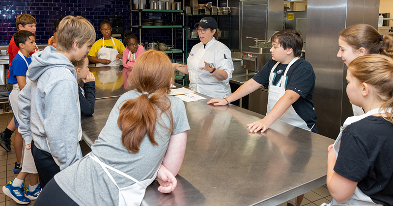 Children entering fifth through ninth grades learned about cooking from the experts in the University of Delaware’s restaurant, Vita Nova.