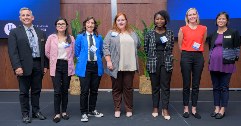 Five doctoral students took the stage at the fall 2023 Spark! Symposium to tell the stories of their research to a diverse audience.