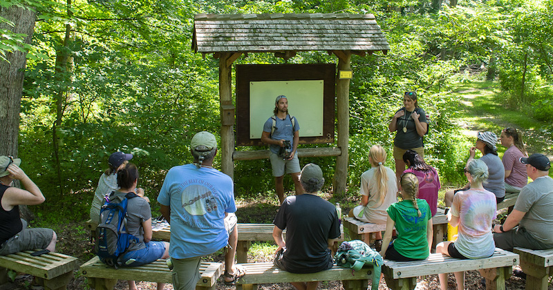 UD alumnus Brian Griffiths speaks at a Delaware Teachers Institute program at the Stroud Water Research Center in Pennsylvania. DTI has opportunities for UD faculty to lead seminars for K-12 educators.  