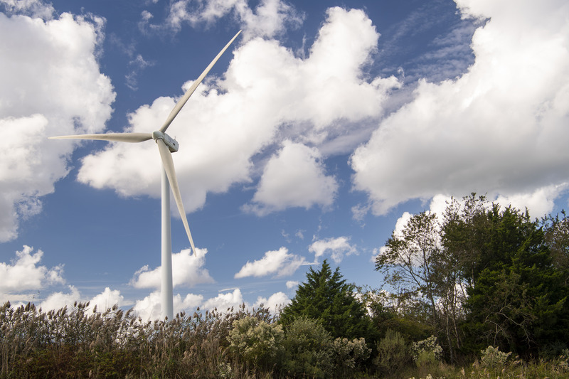 The 2-megawatt wind turbine at the University of Delaware’s Hugh R. Sharp Campus in Lewes is a source of renewable energy for campus.