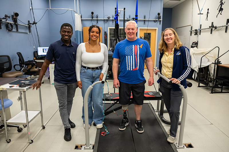 (Left to right) Theophilus Annan, a biomedical engineering doctoral student, will take over this research for Hanna Armstrong, an honors biomedical engineering student who graduated in May. He’ll work with John Horne, president of Independence Prosthetics-Orthotics, and George W. Laird Professor of Mechanical Engineering Jill Higginson. (Left to right) Theophilus Annan, a biomedical engineering doctoral student, will take over this research for Hanna Armstrong, an honors biomedical engineering student who graduated in May. He’ll work with John Horne, president of Independence Prosthetics-Orthotics, and George W. Laird Professor of Mechanical Engineering Jill Higginson.