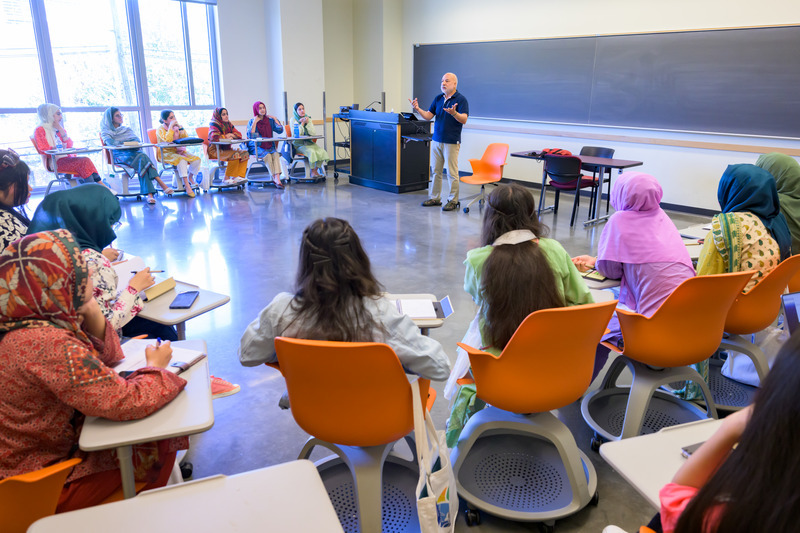 Ismat Shah, professor of materials science and engineering, lectured about future energy options for the developing world, specific to Pakistan, in the STEMSisters’ native language. 