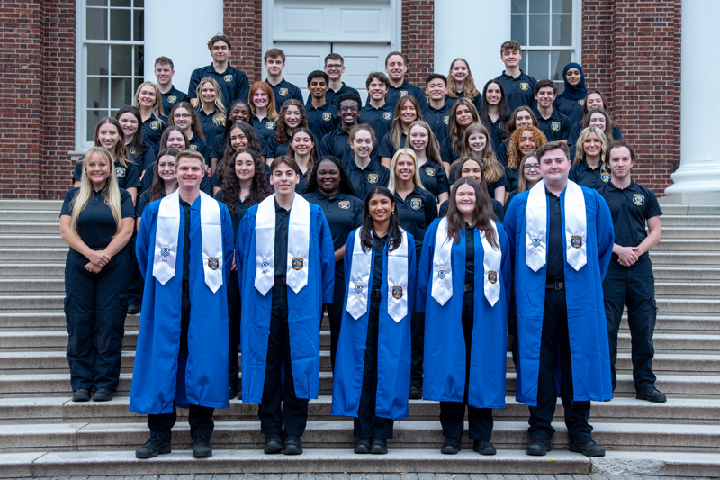 Each year, UDPD honors students from its UDECU and Cadet programs for their service and commitments to the community. In a May 17 special ceremony, the students received stoles to be worn, along with their caps and gowns, as they walked at Delaware Stadium on Saturday, May 25, with fellow Blue Hens in the Class of 2024.