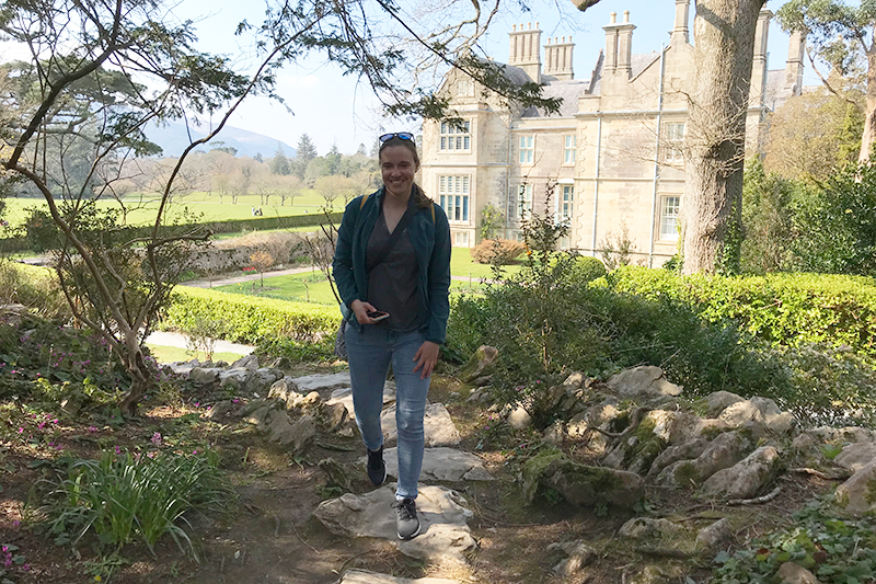 Danielle Egan, who graduated from UD’s Doctor of Physical Therapy program in 2019, made Ireland her home in 2022. Here, she’s seen outside Muckross House in Killarney, County Kerry. 