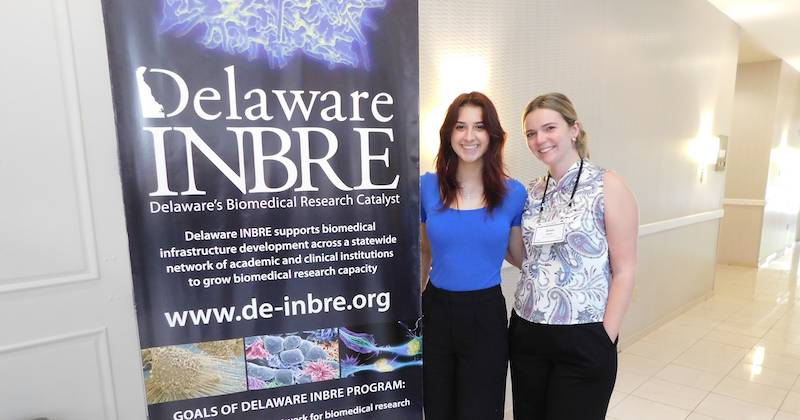 As interns with Delaware INBRE, UD journalism students Kate Buck (left) and Grace Kearns (right) created ways to communicate about the network’s complicated biomedical research projects in ways a general audience would understand.