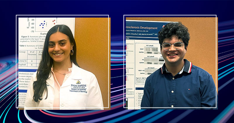 Senior human physiology major Lauren Cardone and Mikul Duggal, a junior honors student with a double major in neuroscience and liberal studies, both aspire to be physicians. They spent the summer conducting research at Johns Hopkins University through UD’s Bryant-Howard Medical Research Award.