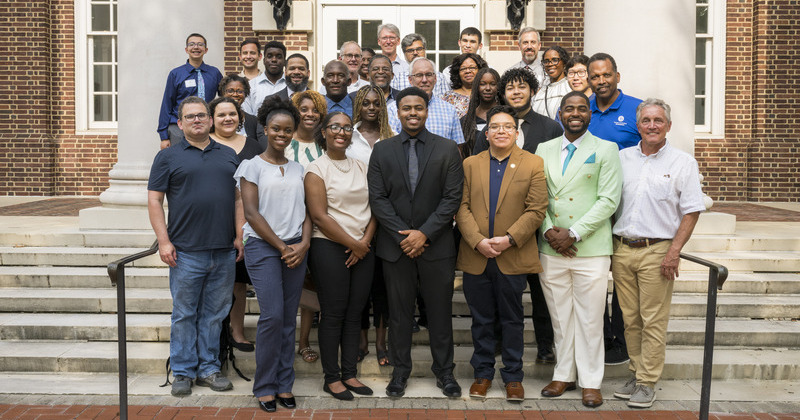 University of Delaware and Delaware State University faculty and staff are pictured with the first cohort of the UD-DSU Summer Engineering Research Experience.