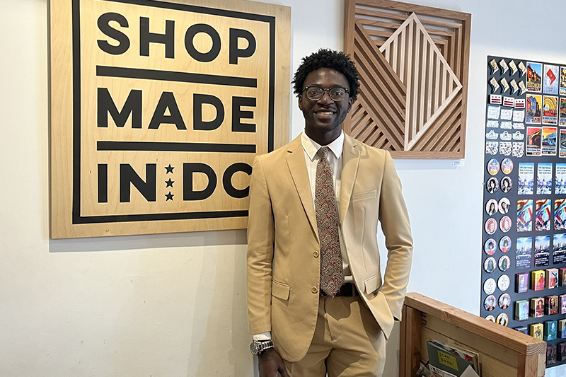 UD student Ebenezer Antwi, going into his junior year studying operations management, worked with Shop Made in DC, which promotes local artisans and manufacturers, in his summer 2024 internship.