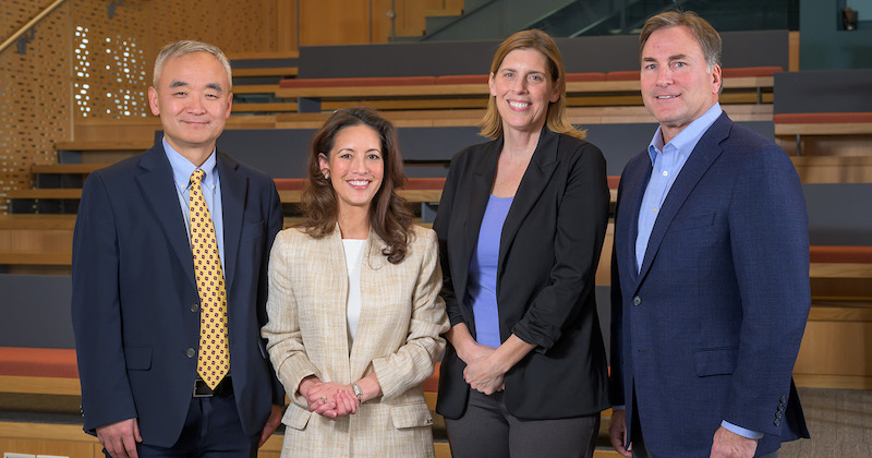 From left to right, Lerner College Dean Oliver Yao, Lerner Career Services Assistant Director Minda Watson, Lerner Career Services Director Jill Panté, and Delaware Workforce Development Board Chair Scott Malfitano.